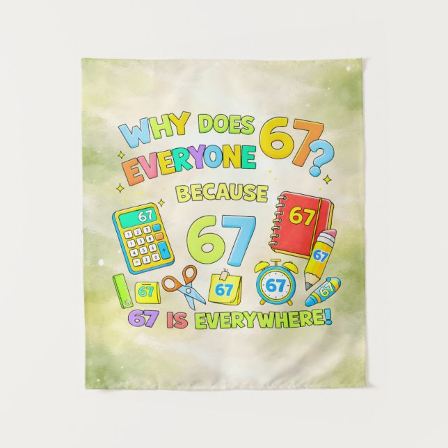 Tenture Funny Maths Number 67 Joke Poster for Kids (Devant)