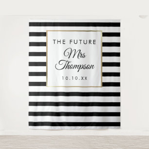 Tenture Futur Mme Black Stripe Fête des mariées photo Prop
