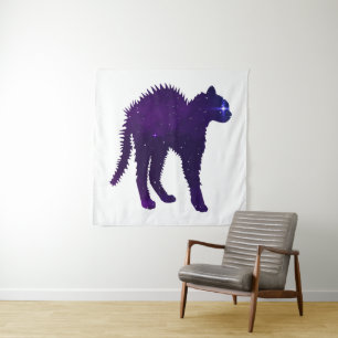 Tenture Galaxie en colère conception graphique chat lancer