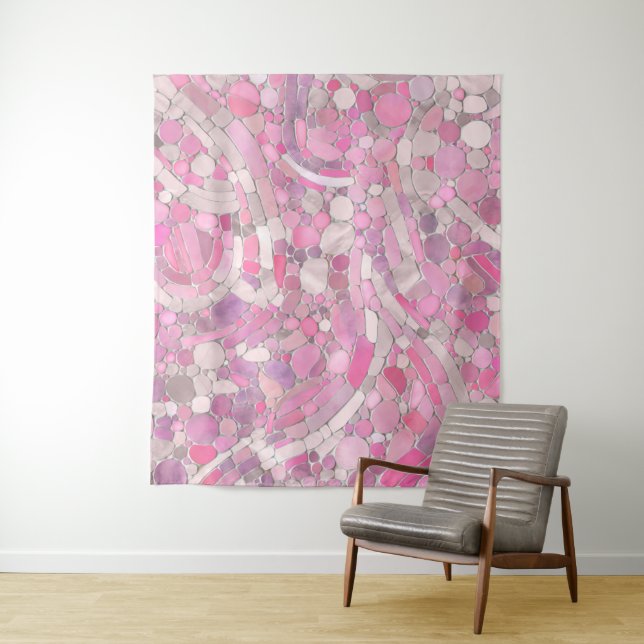 Tenture Galets Mosaic Art - Rose rose pâle (En situation)