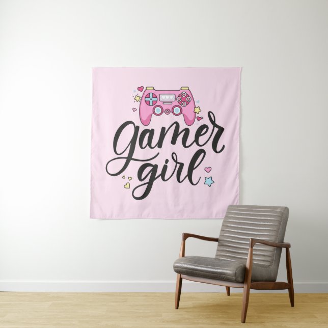 Tenture Gamer fille (En situation)