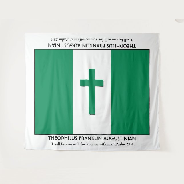 Tenture Garde personnalisée | DRAPEAU NIGERIA avec croix (Devant (Horizontal))