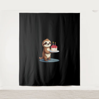 Tenture Gâteau d'anniversaire drôle avec costume de paress