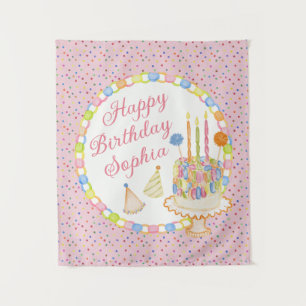 Tenture Gâteau d'anniversaire Rose Cue le Confetti