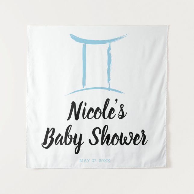 Tenture Gemini Astrologie Bleue Zodiac Signalétique (Devant)