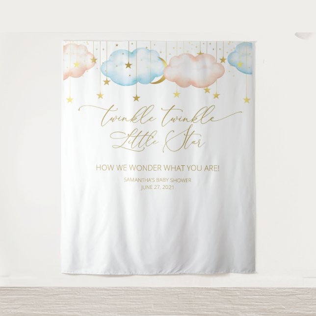 Tenture Genre Reveale Contexte, Lune et étoiles (Devant)