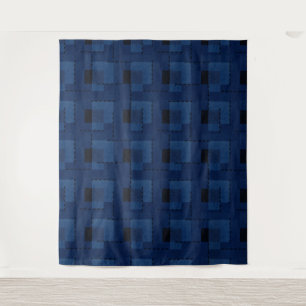 Tenture Géométrique à texture bleu foncé