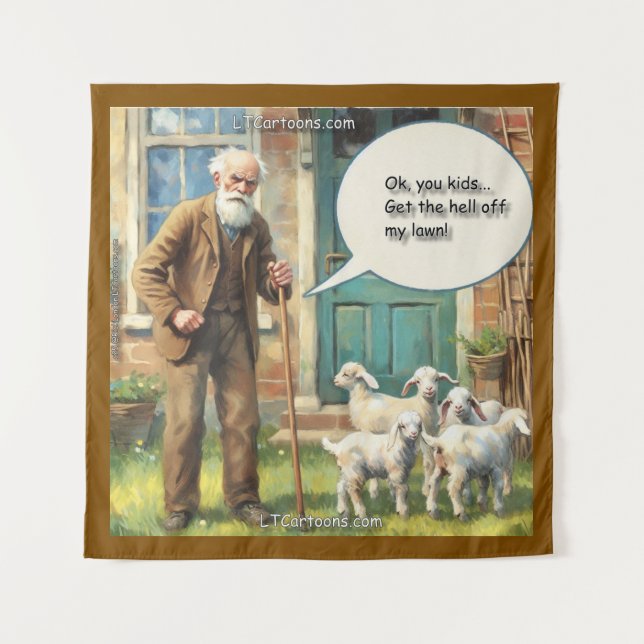 Tenture Get Off My Lawn – Goat Edition (Devant)