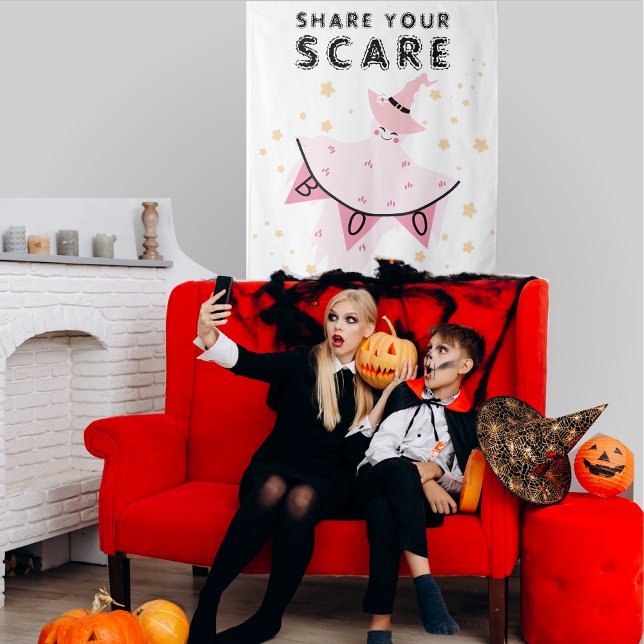 Tenture Ghost Pastel Halloween Décor Photo Booth fond (Ghost Pastel Halloween Decor Photo Booth Backdrop Share Your Scare Funny Halloween Party Decoration)