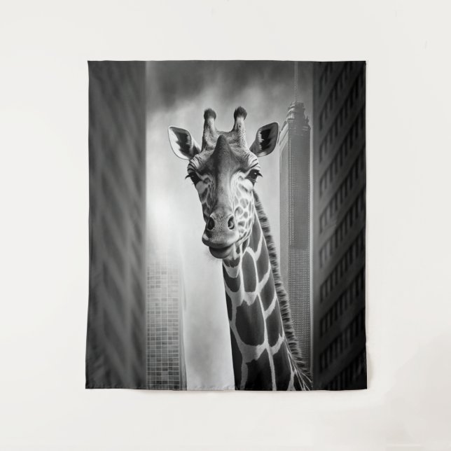 Tenture Giraffe dans une cityscape (Devant)