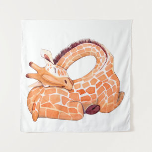 Tenture Giraffe dormante : Aquarelle douce