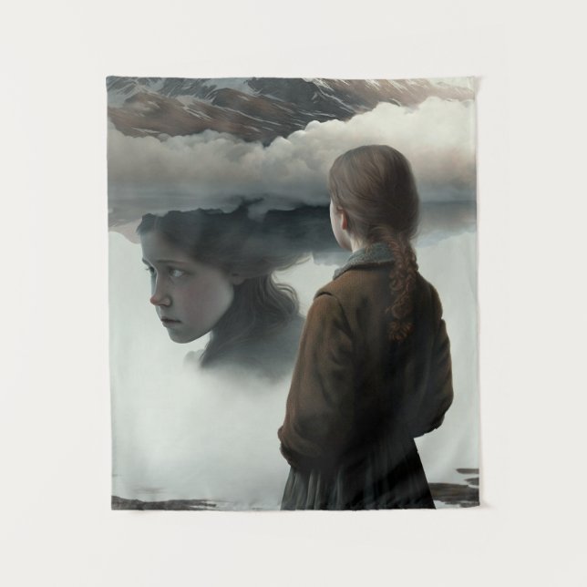 Tenture Girl with clouds (Devant)