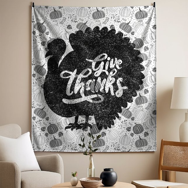 Tenture Give Thanks Turkey Thanksgiving Vintage (Créateur téléchargé)