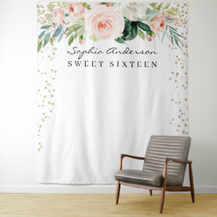 Tenture Glam Gold Confetti Sweet 16 Anniversaire