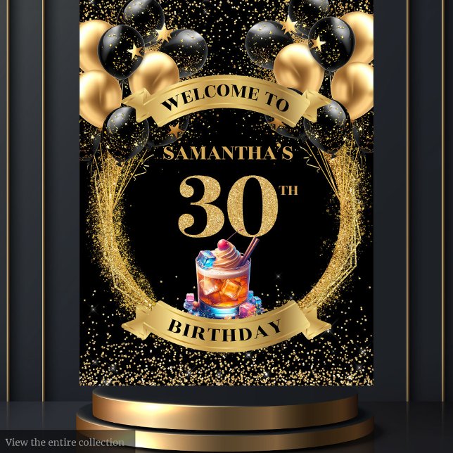 Tenture Glamour 30th Birthday Cocktail Party Contexte (Glamorous 30th Birthday Cocktail Party Backdrop)