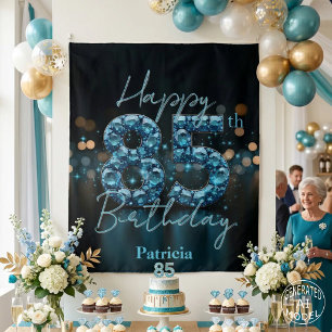 Tenture Glamour Luxueux Anniversaire 85 Ans Diamant Bleu T