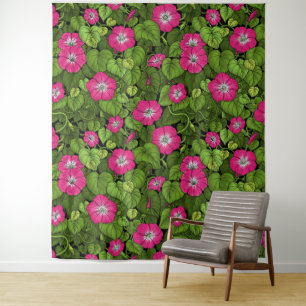 Tenture Gloire du matin en rose et vert