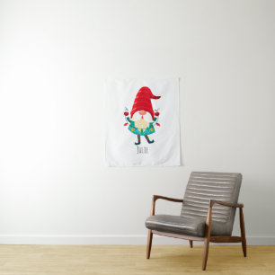 Tenture Gnome de Noël avec lumières de Noël