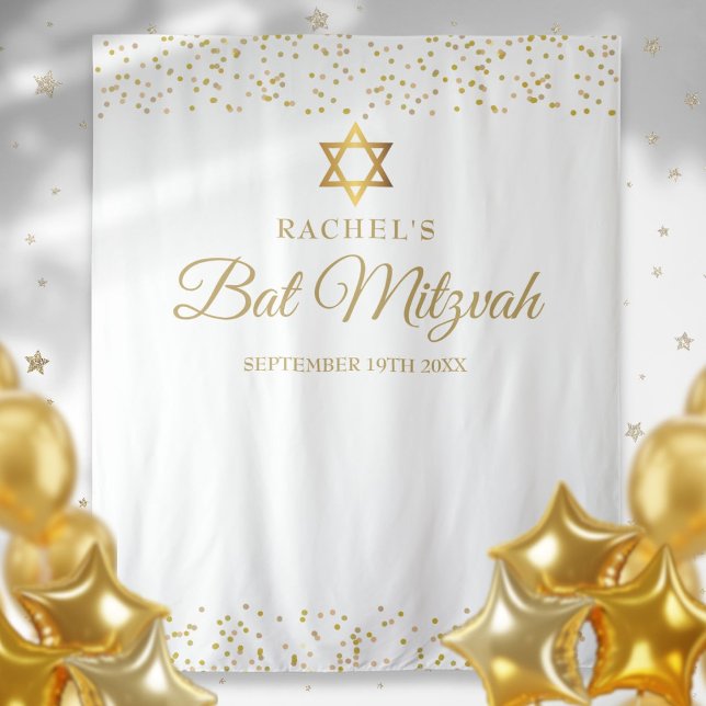 Tenture Gold Bat Bar Mitzvah Photo fond (Gold Bat Bar Mitzvah Photo Backdrop)