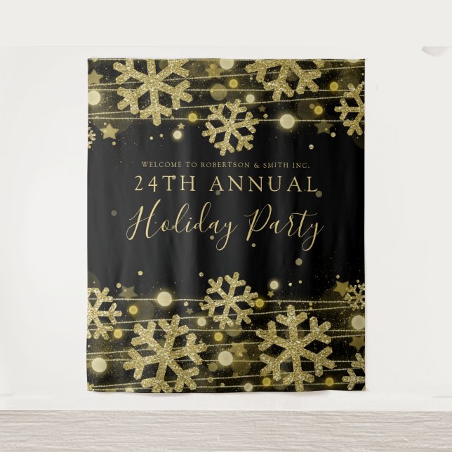 Tenture Gold Black Backdrop Entreprise Élégante Glam d'hiv (Devant)