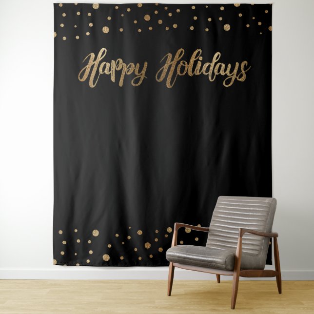 Tenture Gold Black Christmas Holiday Photo fond (En situation)