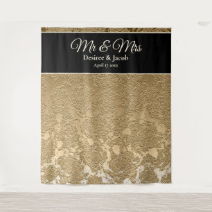 Tenture Gold Black Elegant Photo Booth Mariage fond