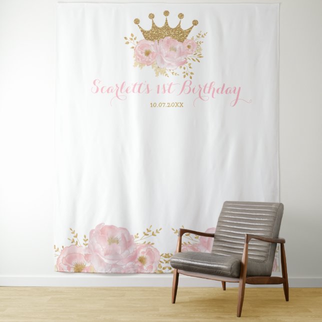 Tenture Gold Crown Princess Anniversaire arrière-plan Phot (En situation)