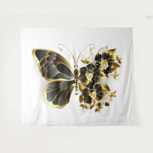 Tenture Gold flower Butterfly with Black Orchid