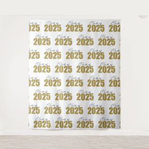 Tenture Gold Glitter Class of 2025 Photo Backdrop