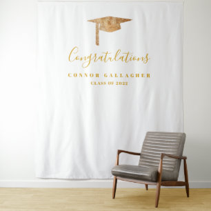 Tenture Gold Graduation Party Arrière-plan, Photo Booth Pr