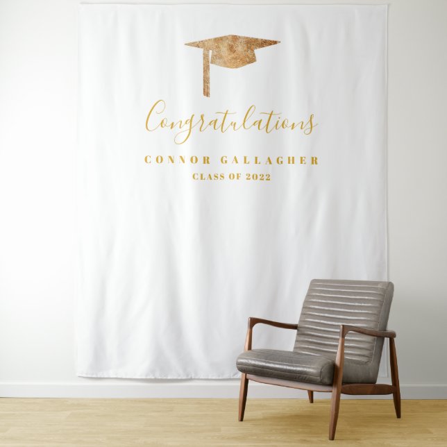 Tenture Gold Graduation Party Arrière-plan, Photo Booth Pr (En situation)