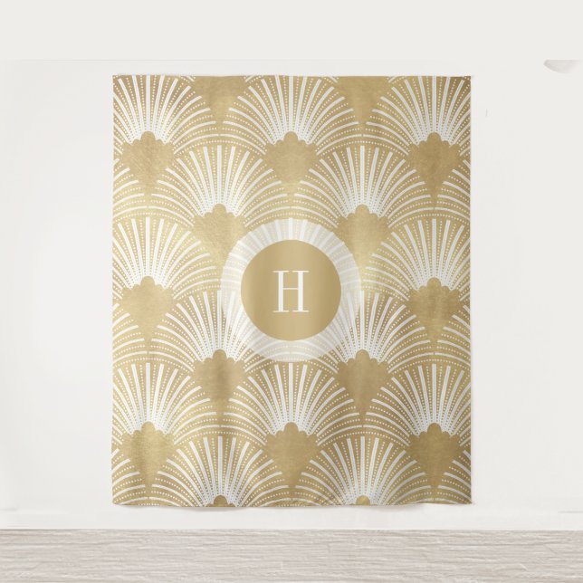Tenture Gold & White Art-déco Motif n° 38 (Devant)