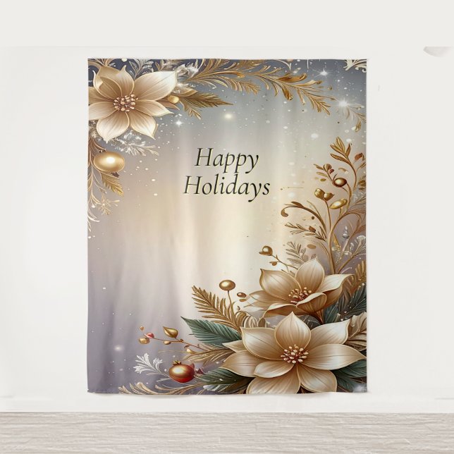 Tenture Golden Floral Holiday Backdrop (Devant)