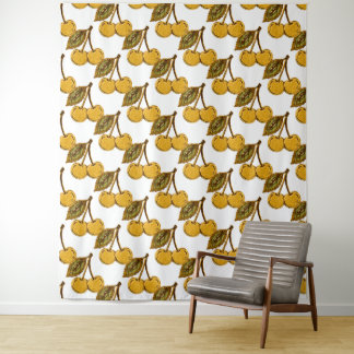 Tenture Golden Metallic Cherries Pattern