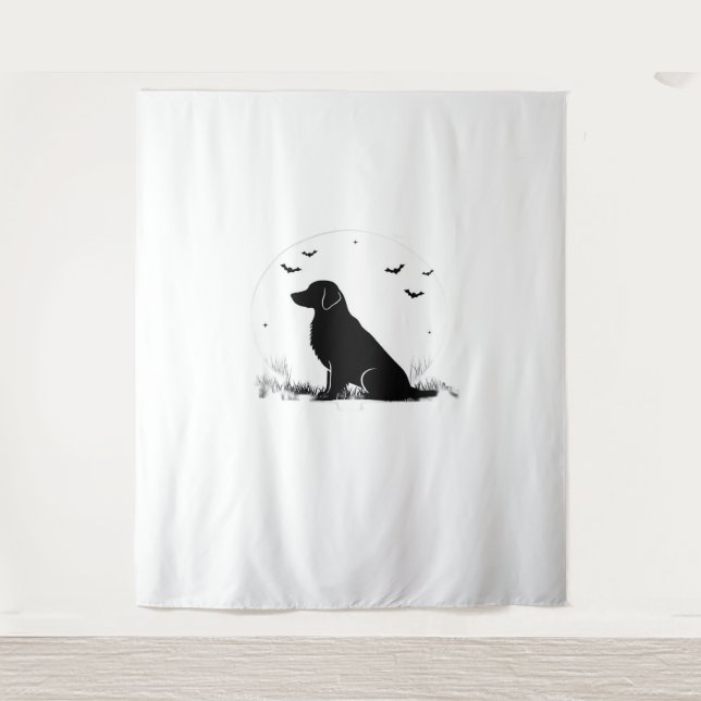 Tenture Golden Retriever Chien - Halloween Moon Silhouette (Devant)