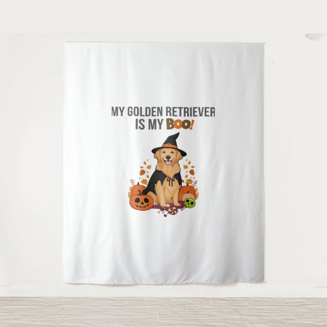 Tenture Golden Retriever Halloween Chien Mon Golden Retrie (Devant)