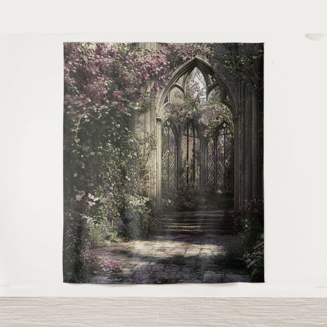 Tenture Gothique Floral Church Ruin Mariage Photo Contexte (Devant)