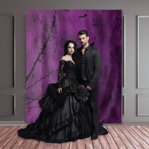 Tenture Gothique Moody Black & Purple Night Sky
