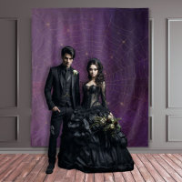 Gothique Moody Damask Black & Purple Gold Spider W