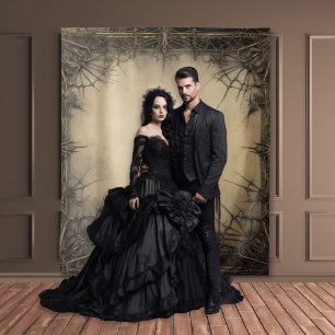Tenture Gothique Moody Noir foncé & Vieux Vins Filigree iv