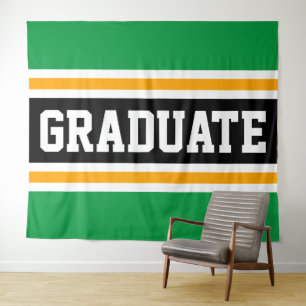 Tenture GRADUATE Sportif Vert Clair Noir Orange Rayures