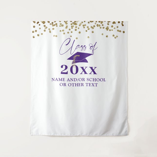 Tenture Graduation Purple Classe Année Contexte (Devant)