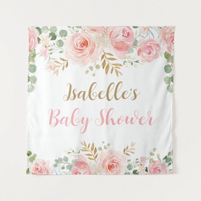 Tenture Grand Baby shower floral transparent (Devant)