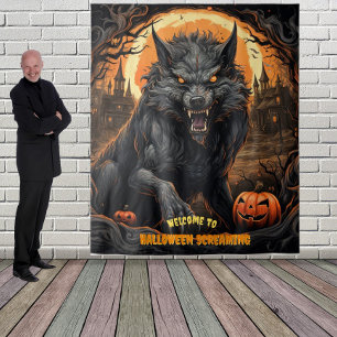 Tenture Grand fond suspendu de loup-garou d'Halloween