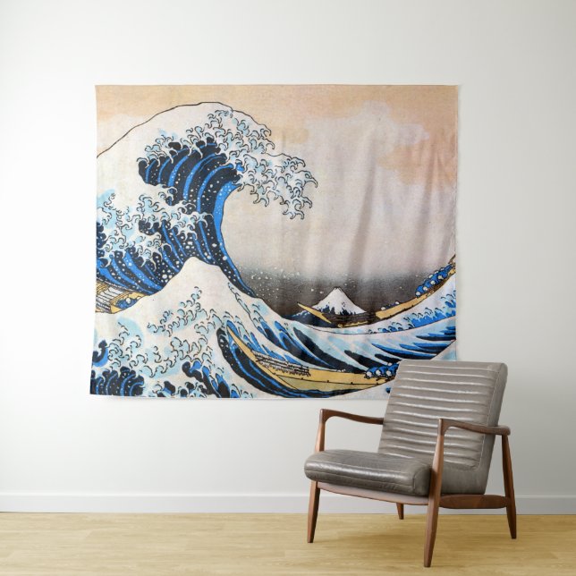 Tenture Grande vague, Hokusai, Ukiyo-e (En situation (horizontale))