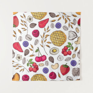 Tenture Granola, motif muesli sans soudure. Main des floco