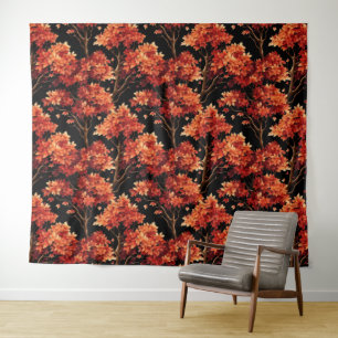 Tenture Graphique Motif sans couture Red Fall Maple Tree