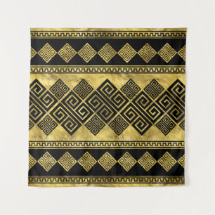 Tenture Grec Meander - Clé grecque Noir et or