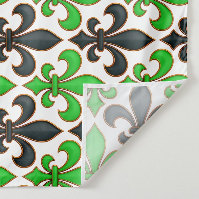 Tenture Green Black Baroque Fleur-de-lis Pattern Design  (Créateur téléchargé)