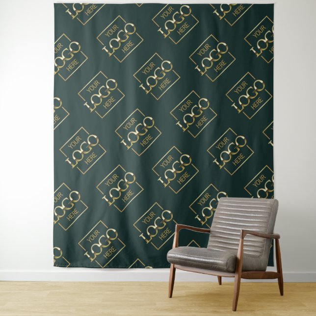 Tenture Green Business Logo Pattern Trade Show Backdrop (En situation)